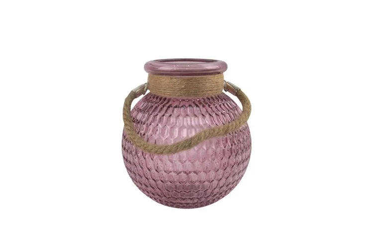 Lanterne en verre rose