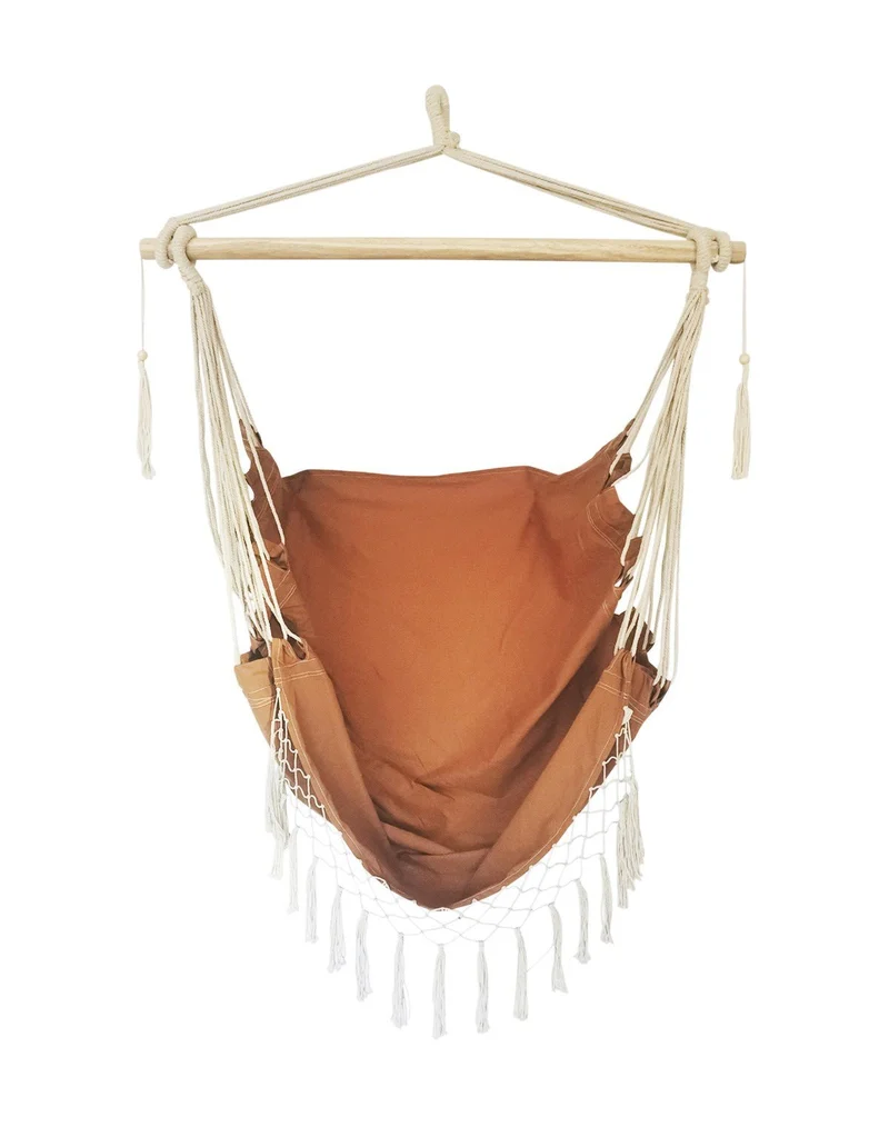 Chaise hamac suspendue avec franges brun clair