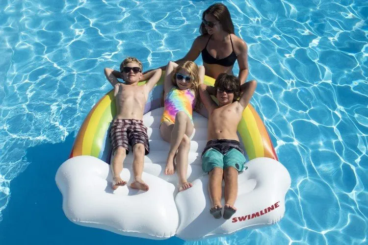 Matelas géant arc-en-ciel gonflable