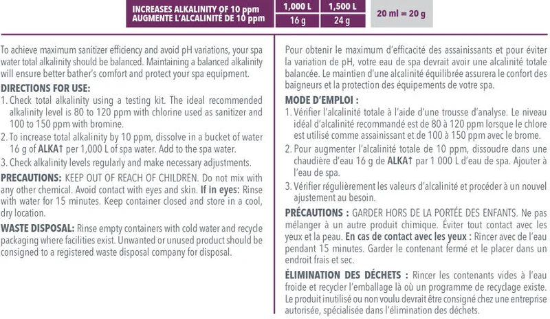 Alcalinité pour spa "Spa Alka+" 1kg
